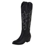 JOSKAA Country Concert Outfit Summer White Cowboy Cowgirls Western Boots Embroidery Fashion Women Knee-High Boots Autumn Design women's Boots Shoes