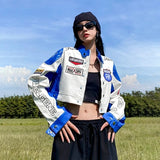 Joskaa YICIYA Bomber Woman Varsity Jacket 2024 Summer PU Leather Jackets Racing Clothing American Baseball Jacket Bombers Coat Vintage