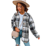 Joskaa 2024 Comfortable And Casual Women's Clothing Autumn And Winter New Windbreaker Lapel Loose Long-Sleeved Plaid Woolen Coat Women