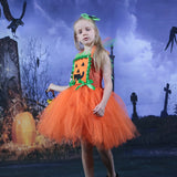 Halloween Joskaa Scary Pumpkin Monster Girls Halloween Dress Up Tutu Dress Kids Clothes For Carnival Party Dresses Orange Dress With Ruffles