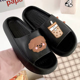 Joskaa Summer Women Thick Sole Slippers Indoor Home Non-Slip Slipper Casual Beach Slides EVA Household Cartoon Dog Animals Shoes