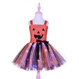 Halloween Joskaa Girls Halloween Pumpkin Costume With Led Kids Monster Tutu Dress For Carnival Party Children Clothes Light Tulle Dress Ball Gown