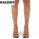 Joskaa Summer 2024 New Strappy Thigh High Sandals Sexy Over The Knee High Heels Women Shoes Fashion Crystal Bow Party Pumps Lady Slides