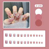 Joskaa 24pcs Long Gradient Nude False Nail With Glue Simple Ins Style Artifical Press On Nails Acrylic Nails Blueberry Milk Nails