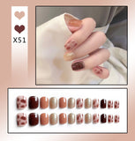 Joskaa 24pcs Long Gradient Nude False Nail With Glue Simple Ins Style Artifical Press On Nails Acrylic Nails Blueberry Milk Nails