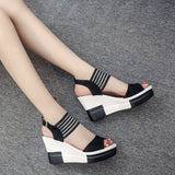 Joskaa 2024New Fashion Wedge Women Shoes Casual Belt Buckle High Heel Shoes Fish Mouth Sandals 2024 Luxury Sandal Women Buty Damskie