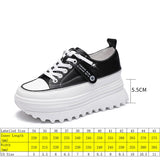 Joskaa  5.5Cm Genuine Leather Platform Wedge Shoes Chunky Sneaker White Casual Shoes Comfortable Breathable Spring Autumn Shoes