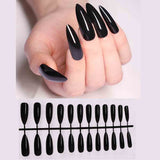 Joskaa 24Pcs Medium Long Coffin Nails Fashion Y2k Aesthetic Detachable Fake Stick On Nails Press On Cyber Punk Diamonds Cross False Nai