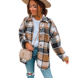 Joskaa 2024 Comfortable And Casual Women's Clothing Autumn And Winter New Windbreaker Lapel Loose Long-Sleeved Plaid Woolen Coat Women