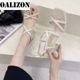 Joskaa Summer New Women Shoes 2024 Chunky Sandals Rome High Heels Shoes Mules Open Toe Party Sexy Pumps Shallow Flip Flops Mujer Slides