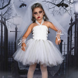 Halloween Joskaa Ghost Bride Girls Halloween Costume Tutu Dress With Gloves Veil Teen Girls Cosplay Costume Fancy Dress Up Kids Party Dresses