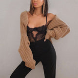 Joskaa Knitted Cardigan Sweater Women Long Sleeve Crop Top Autumn Fashion Casual Solid Color Sweater Female Sexy High Street Y2k Tops Fall Outfits 2024