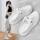 Joskaa Baotou half slippers women's outer wear fashion 2024 new summer women's shoes mesh breathable white shoes Korean shoes women