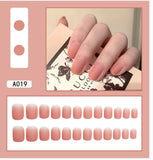 Joskaa 24pcs Long Gradient Nude False Nail With Glue Simple Ins Style Artifical Press On Nails Acrylic Nails Blueberry Milk Nails