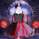 Halloween Joskaa Disguise Girls Cruella De Vil Costume Tutus Kids Halloween Cosplay Villain Clothes Dot Fancy Dress Children Vestidos Tutu Dress