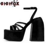 JOSKAA JOSKAA Brand New 2024 Big Size 43 Summer White Goth High Heels Sexy Party Chunky Platform Sandals Shoes Women