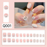 Joskaa 24pcs Press On Nails Long Pink Heart Silver Glitter Coffin False Nails Design Ballerina Fake Nails Fairy Nail