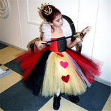 Halloween Joskaa Queen Of Hearts Kids Cosplay Costume Halloween Girls Costume Tutu Dress Children Fancy Dress Up Clothes Girl Long Dress Evening