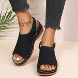 Joskaa 2024 Summer Women Platform Rome Sandals PU Leather Wedges Beach Sandalias Woman Open Toe Solid Casual Shoes Plus Size 43