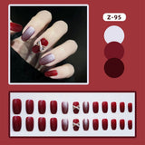 Joskaa 24Pcs False Nails Short Round Press On Nails Pink Dripping Shape Nail Stickers Heart Diamond Bride Nail Tips Wearable Barbie Nail