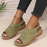 Joskaa 2024 Summer Women Platform Rome Sandals PU Leather Wedges Beach Sandalias Woman Open Toe Solid Casual Shoes Plus Size 43