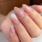 Joskaa 24pcs Long Gradient Nude False Nail With Glue Simple Ins Style Artifical Press On Nails Acrylic Nails Back To School Nails