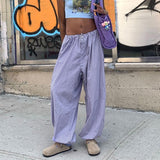 Joskaa Black Friday Sales Y2k Low Rise Parachute Purple Cargo Pants Jogger Trousers Baggy Retro Cute Sweatpants Hip Hop Drawstring