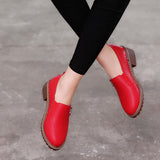 JOSKAA Women Flat Shoes Round Toe Lace-Up Oxford Shoes Woman Soft Leather Brogue Women Shoes B908