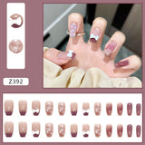 Joskaa 24Pcs Super Shiny False Nails 3D Drop Diamond y2k Mid-length Coffin Ballet Fake Nails Full Finished Fake Nail Barbie Nail