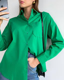 JOSKAA Back to school  Casual Klein Blue Shirt Spring Summer Long Sleeve Cotton Blouse Office Lady Elegant Solid Loose Tops Oversize Green Blusa Tunic