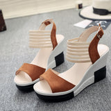 Joskaa 2024New Fashion Wedge Women Shoes Casual Belt Buckle High Heel Shoes Fish Mouth Sandals 2024 Luxury Sandal Women Buty Damskie