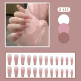 Joskaa 24P Fake Nails Press on Nails Set Diamond Streamer Flash Fly Butterfly Seamless Removable False Nail Barbie Nail August Nails 2024