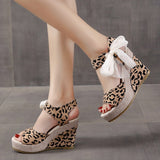 Joskaa Leopard Chunky Platform Sandals Woman 2024 Summer Buckle Wedges Shoes For Women Open Toe Thick Bottom Gladiator Sandalias