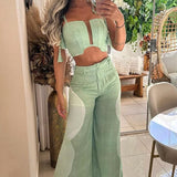 Joskaa Sexy Suspender Sleeveless Top Two Piece Set Fashion Loose Printing Nipped Waist Pants Sets Women Summer High Streetwear