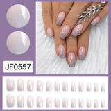 Joskaa Nail Inspo 2024 Summer 24pcs Mid Long Square False Nails French Gradient Nude Pink Full Cover Detachable Nail Tips 2024 New Manicure Tools