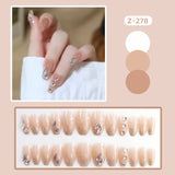 Joskaa 24p Fake Nails Ice Glitter Diamond False Nail Piece Wear Nail Enhancement Patch Ballerina Press On Nails Set