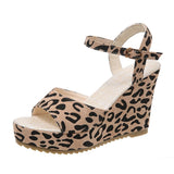 Joskaa Leopard Chunky Platform Sandals Woman 2024 Summer Buckle Wedges Shoes For Women Open Toe Thick Bottom Gladiator Sandalias