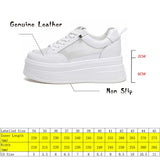 Joskaa  8Cm Genuine Leather Women Casual Shoes Chunky Sneakers Platform Wedge Hidden Heel Women Leisure Shoes Spring Autumn White