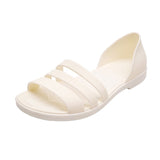 Women Summer Flat Sandals 2022 Open-Toed Slides Slippers Candy Color Casual Beach Outdoot Female Ladies Jelly Shoes