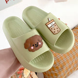 Joskaa Summer Women Thick Sole Slippers Indoor Home Non-Slip Slipper Casual Beach Slides EVA Household Cartoon Dog Animals Shoes