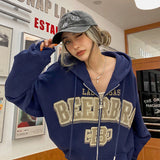 Joskaa Vintage Sports Jacket Men Casual Star Print Zip Hoodie Ladies Hip Hop Loose Punk Gothic Y2k Teen Tops Harajuku Men Sweatshirts