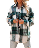 Joskaa Plaid Jacket Women Coat 2024 New Autumn Winter Vintage Stylish Pockets Oversized Jacket Coat Long-Sleeved Casual Warm Chic Tops