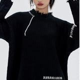 Joskaa Tawaaiw Y2k Retro Sweater Women  Ripped Knitted Pullover Autumn Winter O Neck Casual Loose Lazy Broken Sweater Jumpers Fashion