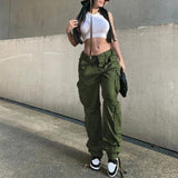 Joskaa New Women's Cargo Pants Straight Leg Jeans Fashion Streetwear Loose Wide Leg Retro Vintage Cargo Pants Women Y2k Pants