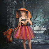 Halloween Joskaa Halloween Girls Tutu Dress Rainbow Tutu For Kids Carnival Party Costume Tulle Dresses With Hat Broom Pumpkin Monster Cosplay