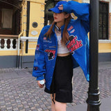 Joskaa American Retro Motorcycle Baseball Jacket Women's Fashion Detachable Hot Girl Racing Jacket Suit Tide Winter Clothes Women