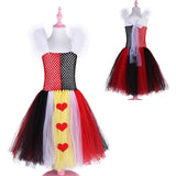 Halloween Joskaa Queen Of Hearts Kids Cosplay Costume Halloween Girls Costume Tutu Dress Children Fancy Dress Up Clothes Girl Long Dress Evening