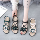 Joskaa Women Sandals Summer Designer Slipper Shoes Cute Flower Pearl Beaded Open Toe Beach Luxury Slides