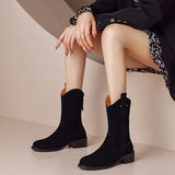 JOSKAA Country Concert Outfit Summer Women Boots Suede Chelsea Boots Autumn Winter 2024 New Wedge Heel Western Cowboy Boots Slip-On Ankle Boots