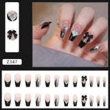 Joskaa 24Pcs Super Shiny False Nails 3D Drop Diamond y2k Mid-length Coffin Ballet Fake Nails Full Finished Fake Nail Barbie Nail